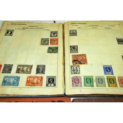 879 - 2 albums of stamps together with a red stock book and an envelope of mixed stamps (unsorted) Great B... 