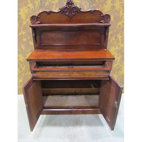 1264 - A Victorian mahogany chiffonier, the base enclosed by a pair of arched moulded panelled doors beneat... 