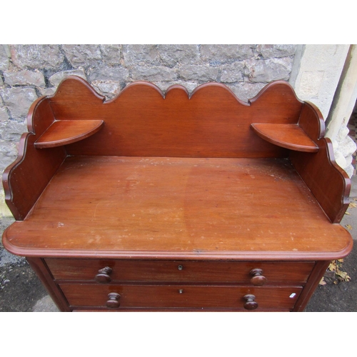 1223 - Unusual Victorian mahogany chest of three drawers, the lower drawer of double depth, set within a sh... 