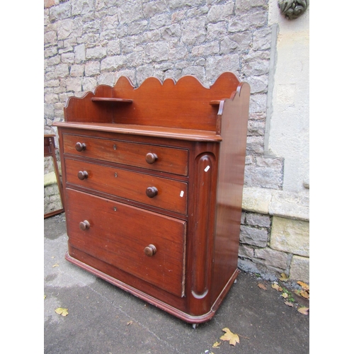 1223 - Unusual Victorian mahogany chest of three drawers, the lower drawer of double depth, set within a sh... 