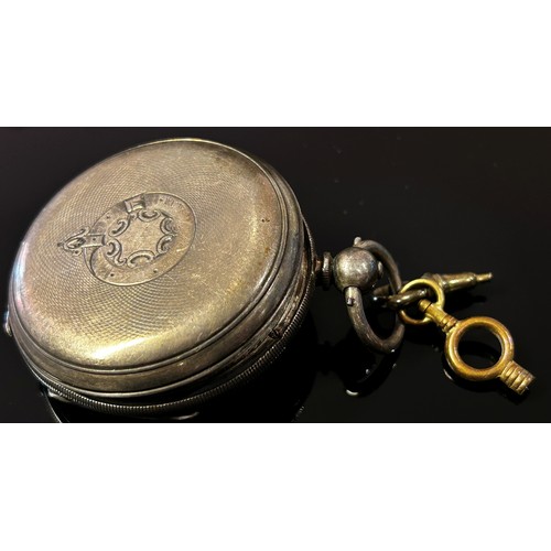 499 - A silver cased fob / pocket watch, the enamelled dial with black Roman numerals and subsidiary secon... 