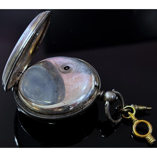 499 - A silver cased fob / pocket watch, the enamelled dial with black Roman numerals and subsidiary secon... 