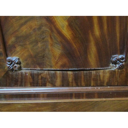 1289 - William IV mahogany linen press, the lower section fitted with three long drawers, the upper section... 