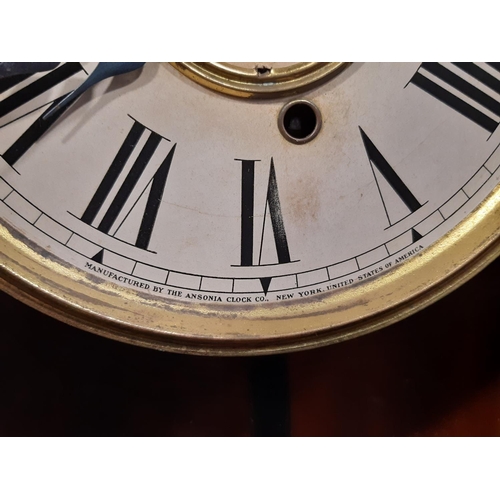 521 - Late 19th century Ansonia wall clock with column supports and eight day time piece