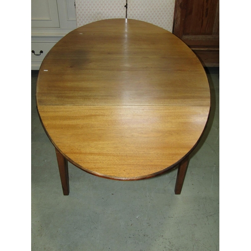 1234 - 19th century drop leaf table of oval form on four tapering supports, 120cm long when closed, 220cm w... 