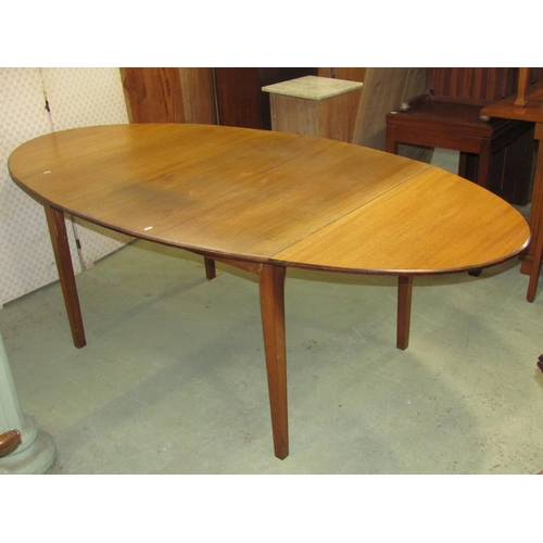 1234 - 19th century drop leaf table of oval form on four tapering supports, 120cm long when closed, 220cm w... 