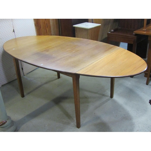 1234 - 19th century drop leaf table of oval form on four tapering supports, 120cm long when closed, 220cm w... 