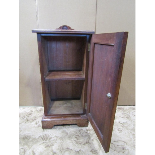 1237 - An Edwardian bedside cupboard with panelled door together with a small 19th century mahogany three t... 