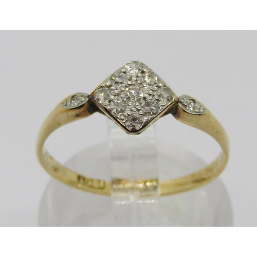 328 - Art Deco 18ct diamond panel ring, maker 'A.Bros', size N, 1.6g