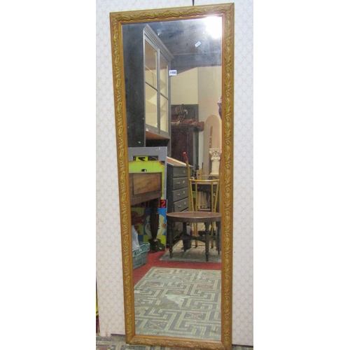 1323 - A dressing mirror with gilded art nouveau style carved frame, 160cm x 53cm