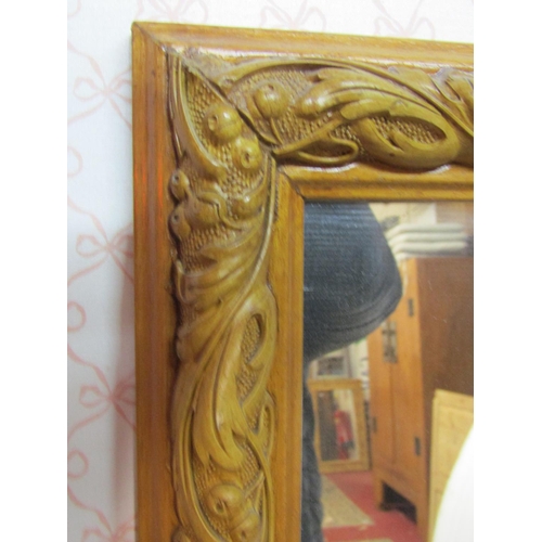 1323 - A dressing mirror with gilded art nouveau style carved frame, 160cm x 53cm