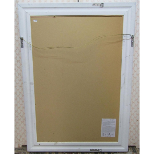 1335 - Contemporary wall mirror with bevelled edge mirror plate and painted frame, 110cm x 80cm approx