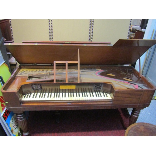 1338 - Early 19th century rosewood square piano, raised on four turned and fluted supports, single peddle a... 