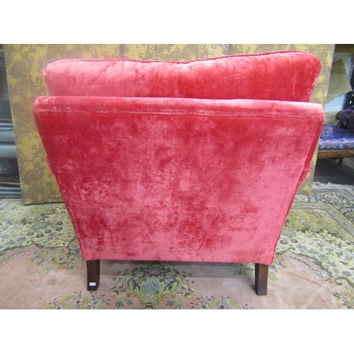 1437 - A pair of good quality but traditional style upholstered armchairs and matching stools on turned sup... 