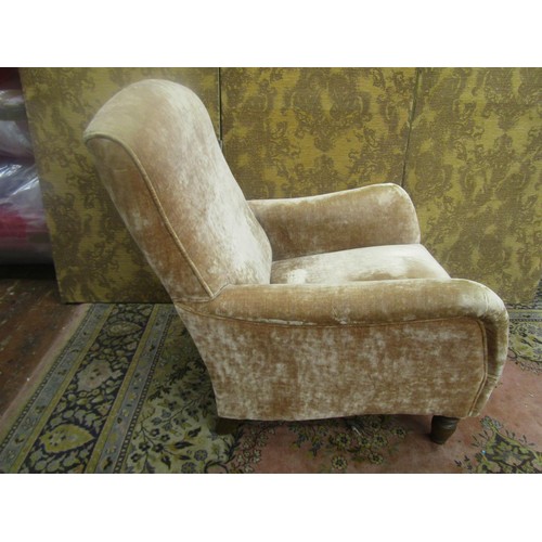 1447 - Drawing room chair with deep seat and shallow arms raised on turned supports