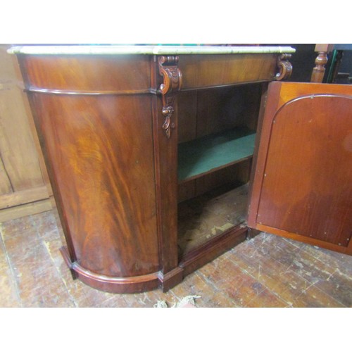 1459 - A Victorian walnut chiffonier with mirror panelled base and raised mirror back and marble top, 120cm... 