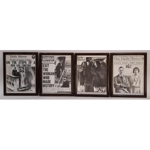 739 - Eighteen framed 20th century newspaper covers to include: Evening Standard, Daily Mirror, Daily Sket... 