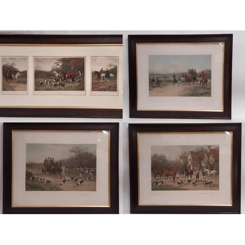 744 - After Heywood Hardy (British, 1842-1933) - Six framed colour prints (including a three prints in one... 