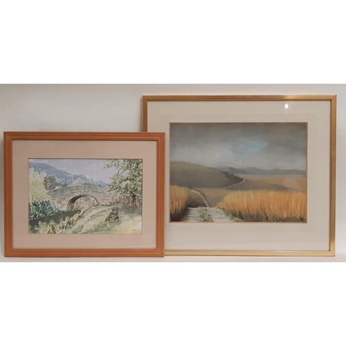 757 - Five 20th century artworks of rural scenes to include: Peter Challen - 'Stoke, Pool and Weir' (1989)... 