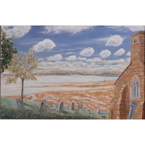 772 - Albert Cook (British school, 20th century) - Estuary view with graveyard in the foreground, signed l... 