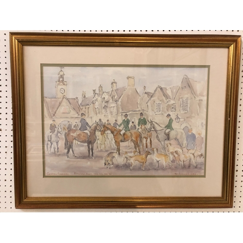 776 - W. Saunders - 'Chipping Sodbury, Beaufort Hunt, Wed. 2nd Dec 98', watercolour and pencil on paper, s... 