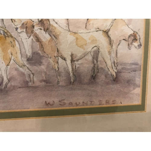 776 - W. Saunders - 'Chipping Sodbury, Beaufort Hunt, Wed. 2nd Dec 98', watercolour and pencil on paper, s... 