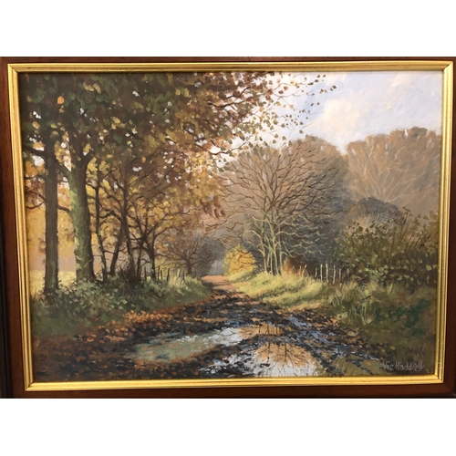 780 - Victor Haddrell (Local interest, 20th century) - Two countryside landscapes: Winter stream and Autum... 