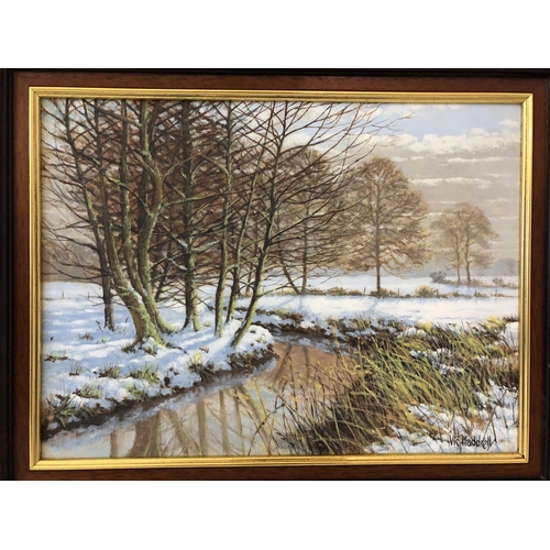 780 - Victor Haddrell (Local interest, 20th century) - Two countryside landscapes: Winter stream and Autum... 