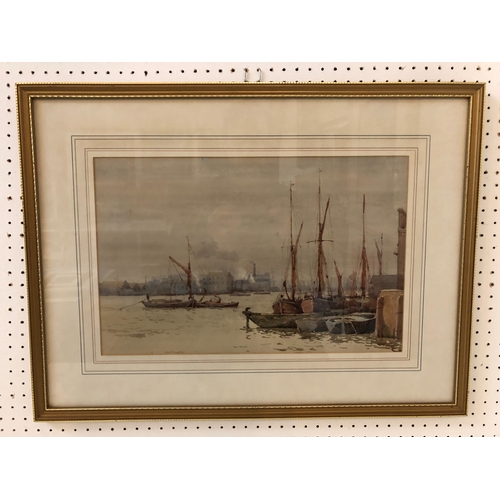 781 - Margaret Bernard (19th-20th century) - Harbour Scene, watercolour, artist's name inscribed to label ... 