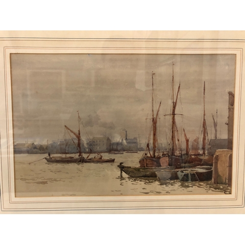 781 - Margaret Bernard (19th-20th century) - Harbour Scene, watercolour, artist's name inscribed to label ... 