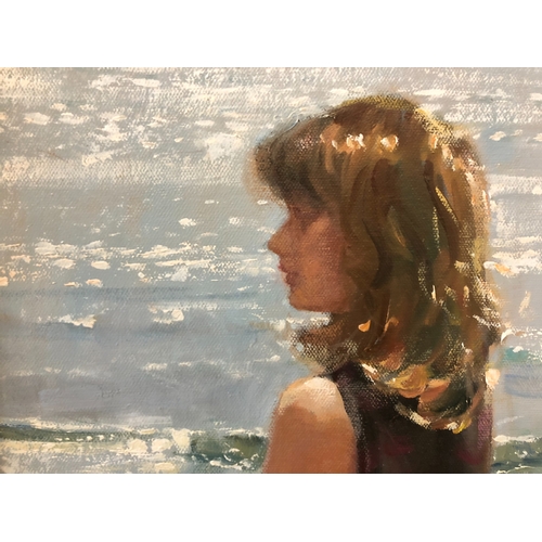 784 - Nicholas St John Rosse (b.1945) - 'Sitting on the Shore', oil on canvas board, signed lower right, w... 