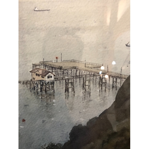 785 - Gareth Thomas - 'Mumbles Pier from Mumbles Head' watercolour and bodycolour on paper, signed lower r... 