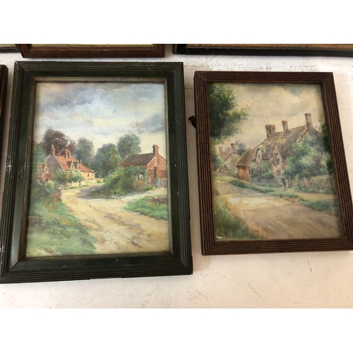 793 - Nine 19th-20th century framed paintings and drawings of countryside scenes and themes, to include: W... 