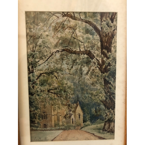 794 - Four 19th-early 20th century watercolours of country houses to inlcude: Sam Cooke - Gentleman smokin... 