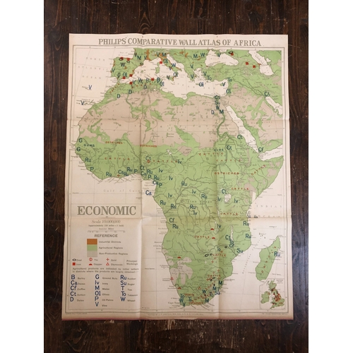 797 - The London Geographical Institute - Eight maps on Africa to include: Vegetation, Relief, Political, ... 