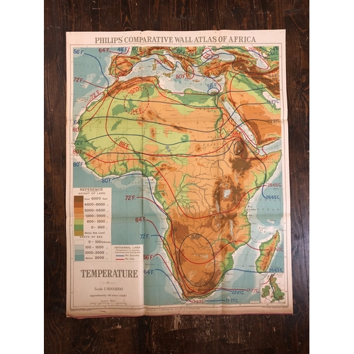 797 - The London Geographical Institute - Eight maps on Africa to include: Vegetation, Relief, Political, ... 