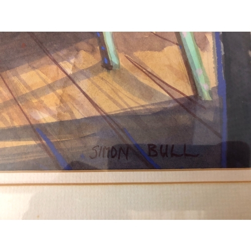 777 - Simon Bull (b.1958) - Two watercolours: 'Fireside' and 'Music Practice', 55 x 42 cm each, signed bel... 