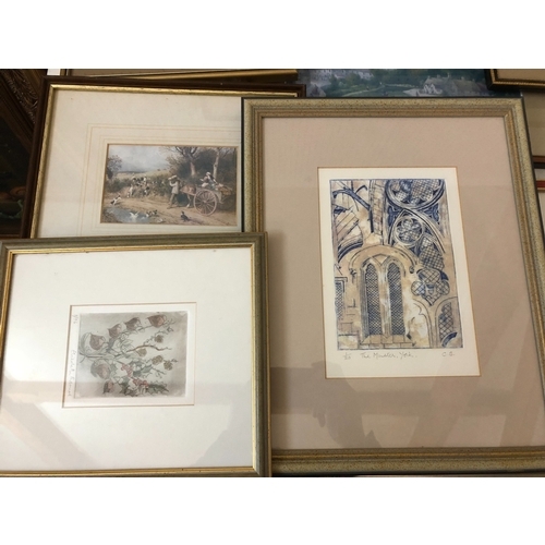 792 - Eighteen 19th-20th century framed prints and paintings to include: Elizabeth Barnes - limited editio... 