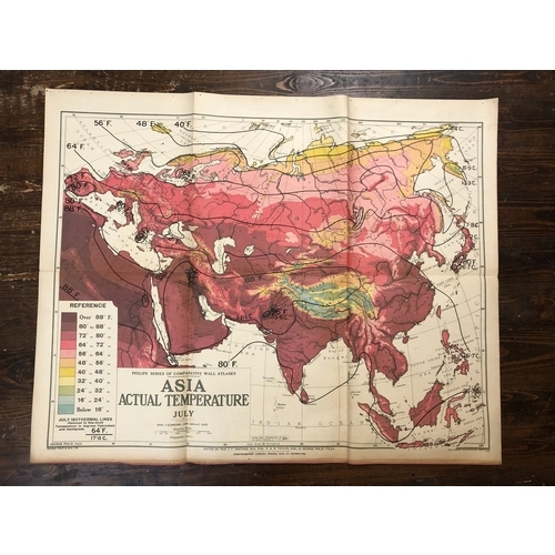 800A - The London Geographical Institute - Eight maps on Asia to include: Winter Climate, Vegetation, Summe... 