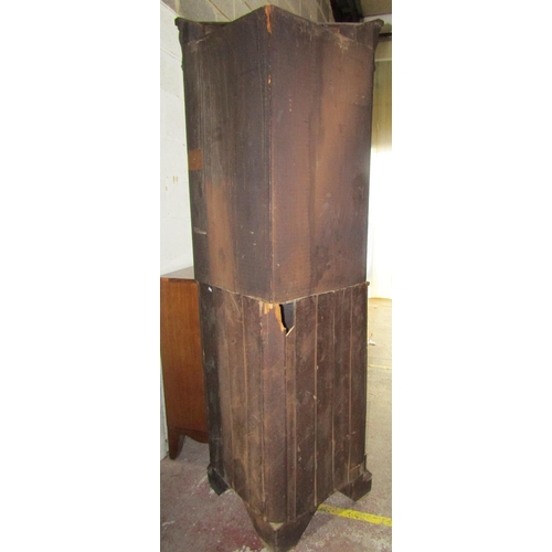 1353 - Antique Welsh oak freestanding corner cupboard in two sections.  Astral glazed upper door and furthe... 