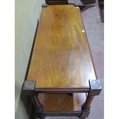 1372 - A Victorian mahogany two tier buffet with turned column supports fitted with two frieze drawers, 130... 