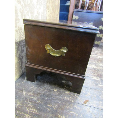 1478 - An antique walnut coffer with herringbone banding on bracket supports, 46cm high, 76cm x 43cm