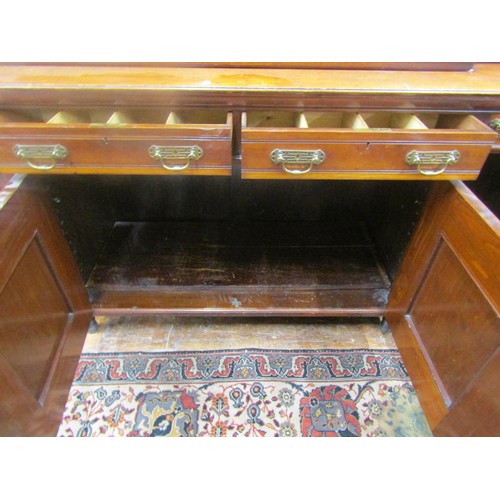 1485 - A good Victorian mahogany breakfront four door bookcase, the lower section enclosed by four panelled... 