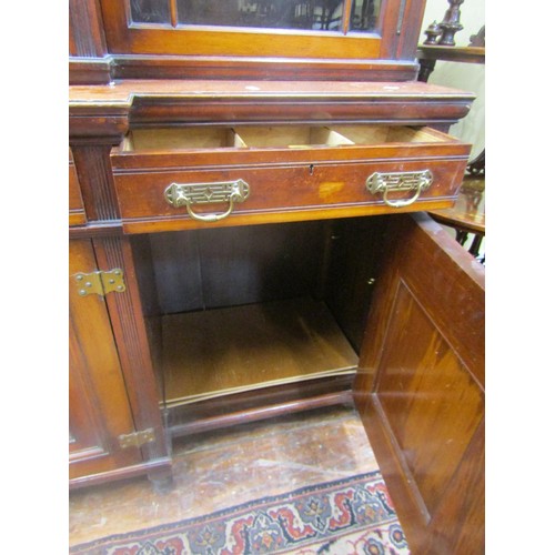 1485 - A good Victorian mahogany breakfront four door bookcase, the lower section enclosed by four panelled... 