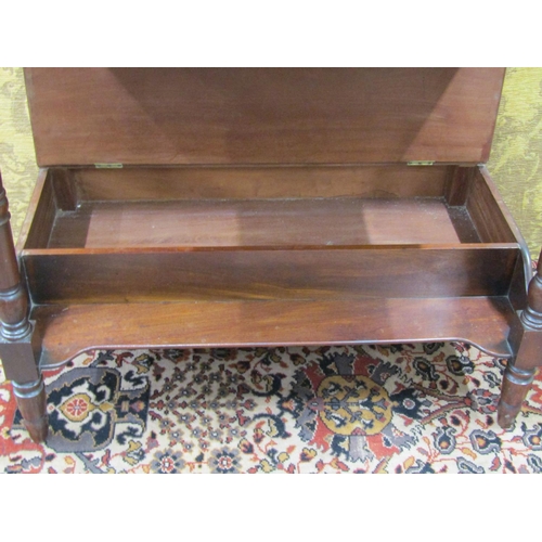 1504 - An early Victorian mahogany washstand raised on turned supports with box base, frieze drawer and rai... 