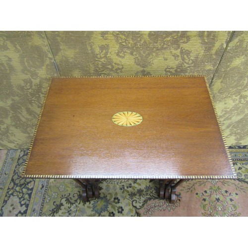 1505 - A nest of three Edwardian mahogany occasional tables in the Georgian style with chequer string borde... 