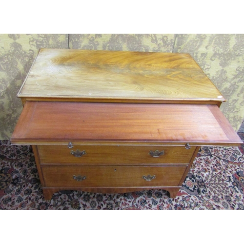 1506 - A 19th century mahogany chest of drawers with brush slide on swept supports, 87cm high, 93 x 51cm