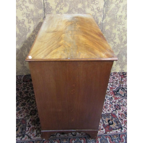 1506 - A 19th century mahogany chest of drawers with brush slide on swept supports, 87cm high, 93 x 51cm