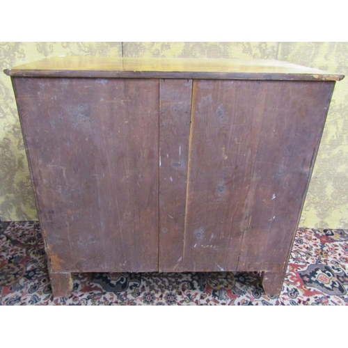 1506 - A 19th century mahogany chest of drawers with brush slide on swept supports, 87cm high, 93 x 51cm