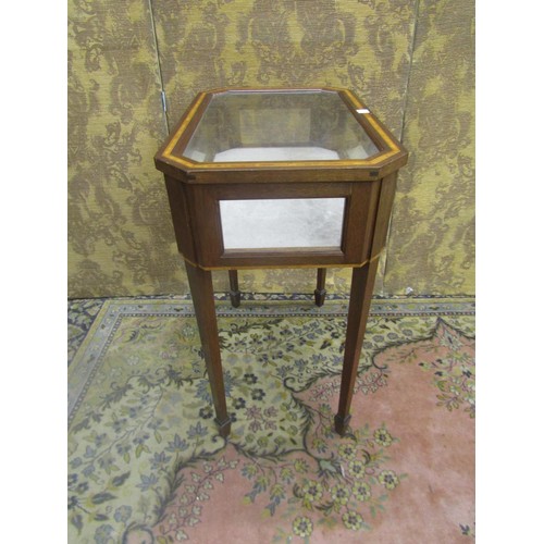 1513 - A small Edwardian style vitrine of rectangular form with canted corners, raised on square taper legs... 